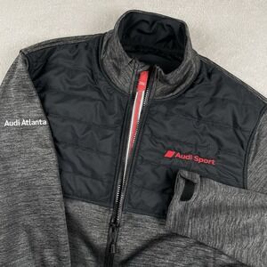 Audi Sport Jacket Mens Medium Gray BlackFull Zip Mock Neck Racing LevelWear